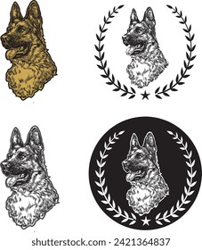 dibujo vectorial de un perro. Dibujo de Shepherd.hand. adecuado para grabado
