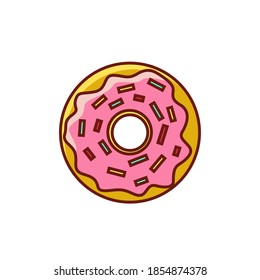 Vector drawing donut. Clip art. Sticker. Suitable for printing on paper, fabric.