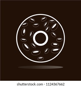 Vector drawing donut, color brown and white flat style