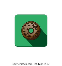 Vector drawing donut. Icon chocolate donut, color brown flat style 