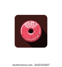 Vector dibujando donut. Icon donut color rosa estilo plano