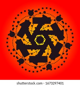 Vector drawing of doodle mandala. Ethnic mandalas with colorful tribal ornaments.