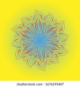 Vector drawing of doodle mandala. Ethnic mandalas with colorful tribal ornaments.