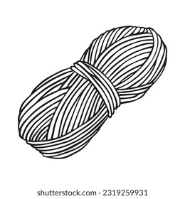 vector drawing in doodle style. ball of wool. knitting, crochet, hobby