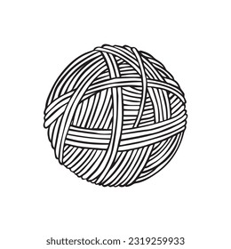 vector drawing in doodle style. ball of wool. knitting, crochet, hobby