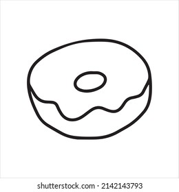 
vector drawing in doodle style donut. simple line drawing donut, cake. black and white illustration
