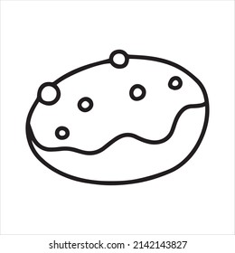 
vector drawing in doodle style donut. simple line drawing donut, cake. black and white illustration