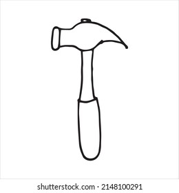 Dibujo vectorial al estilo doodle. un martillo. herramienta de construcción, trabajo manual