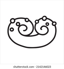 vector drawing in doodle style pretzel. simple line drawing of pretzel, baking. black and white illustration