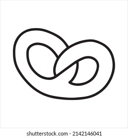 vector drawing in doodle style pretzel. simple line drawing of pretzel, baking. black and white illustration