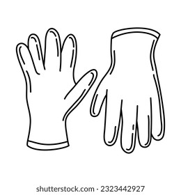 vector drawing in doodle style. working protective glove. construction tool, hand work