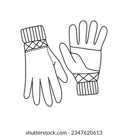 vector drawing in doodle style. working protective glove. construction tool, hand work