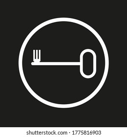Vector drawing door key, color white flat style