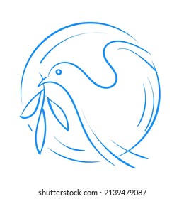 Vector drawing of a dove of peace in a circle