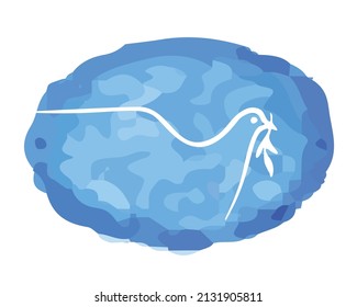 Vector drawing of the dove of peace on blie background