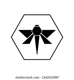 Vector drawing dragonfly, contour black flat style
