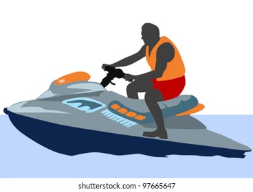 Vector drawing of driver's watercraft in the water