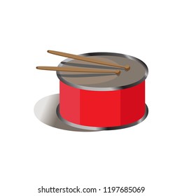 Vector drawing drum with sticks of color red
