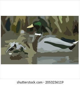 vector drawing of a duck in a relaxed pose 