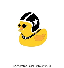 vector drawing of a duck using a motorcycle helmet