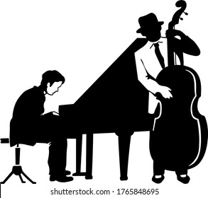 dibujo vectorial de un dueto de piano y doble bajo