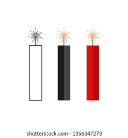 Vector drawing dynamite. Dynamite, color white, gray, and red  flat style