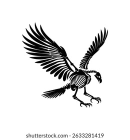 Vector Drawing of Eagle with Skeleton Elements Modern Tribal Design for Merch