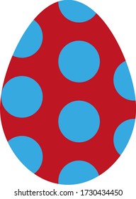 Vector drawing easter egg, color red and blue circles pattern