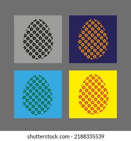 Vector drawing easter egg. Icon easter egg, flower pattern, silhouette colorful flat style
