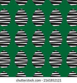 Vector drawing easter egg, white tiger stripes pattern