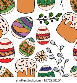 Vector drawing for Easter. Seamless pattern. Happy easter. Bright holiday backgrounds