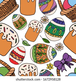 Vector drawing for Easter. Seamless pattern. Happy easter. Bright holiday backgrounds