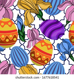 Vector drawing for Easter. Seamless pattern. Happy easter. Bright holiday backgrounds