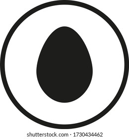 Vector drawing egg in circle, silhouette color black flat style