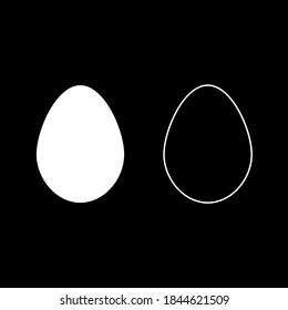 Vector drawing egg, silhouette and contour color white flat style
