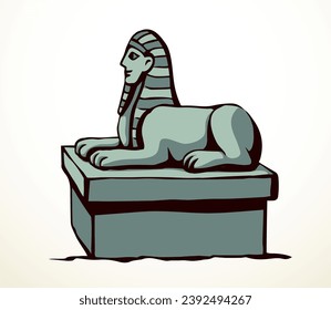 Vector drawing. Egyptian sphinx monument