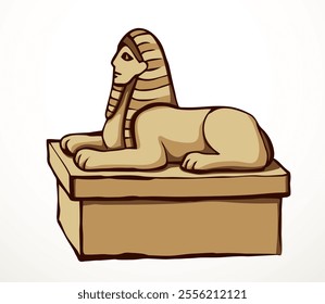 Vector drawing. Egyptian sphinx monument