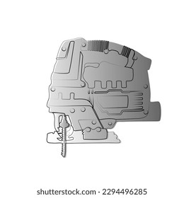 dibujo vectorial de sierra eléctrica en una línea.