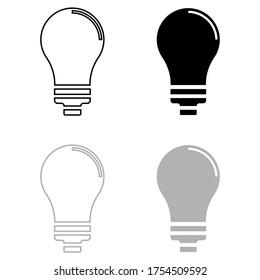 Vector drawing electric lamp, silhouette and contour color black and gray 