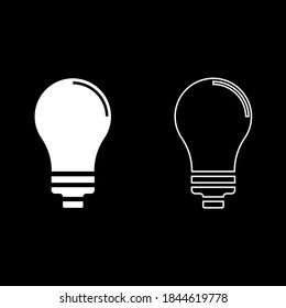 Vector drawing electric lamp, silhouette and contour color white