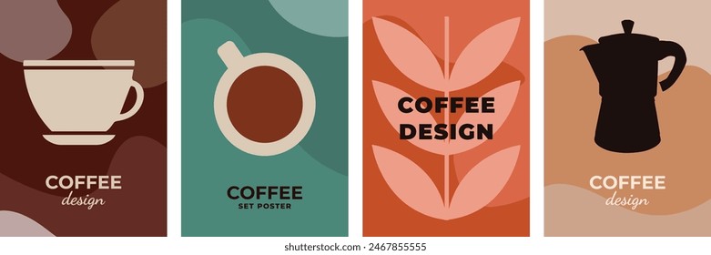 Vector drawing elements coffee banner poster flyer template for text design coffee coffee tones