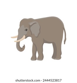 vector drawing elephant, cartoon animal isolated at white background, hand drawn illustration