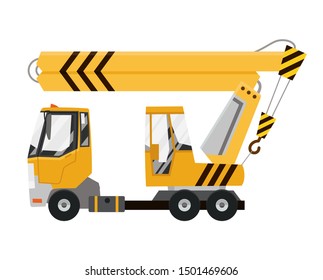 Vector drawing elevating the crane car. Mobile crane truck.