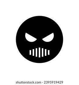 Vector drawing of emoji with no mood. Color black flat style