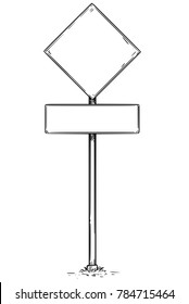 Vector drawing of empty blank traffic road sign.