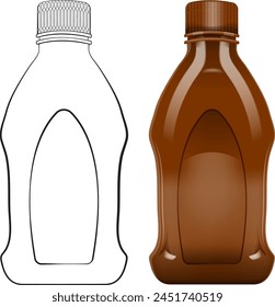 Vector drawing of an empty and full syrup bottle