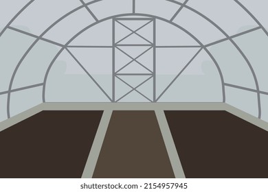 Vector drawing of an empty greenhouse.