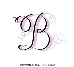 Vector drawing of english color alphabet. Letter B.