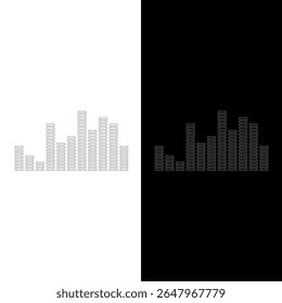 Vector drawing equializer, dotted line color black and white flat style