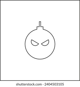 Vector drawing of an evil bomb with eyes. Contour flat style color black